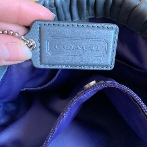 COACH Gray Pleated Leather "Ashley" Bag w/Scarf - Picture 9 of 10